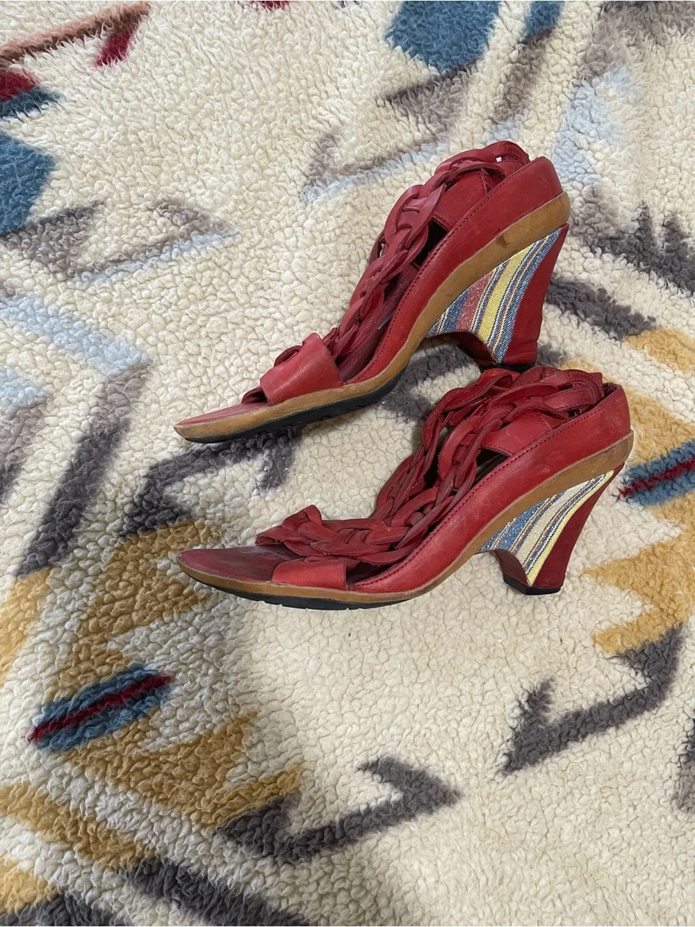 Anthropologie J. Shoes Nicole Red Braided Leather Slingback Heels | Size 8.5 ❤️